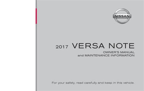2017 Nissan Versa Note Owners Manual